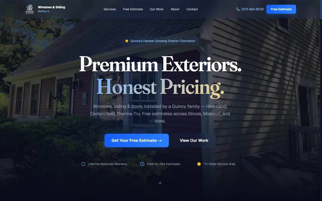 3D Windows & Siding — client website built by Eveland Digital, demo on Vercel