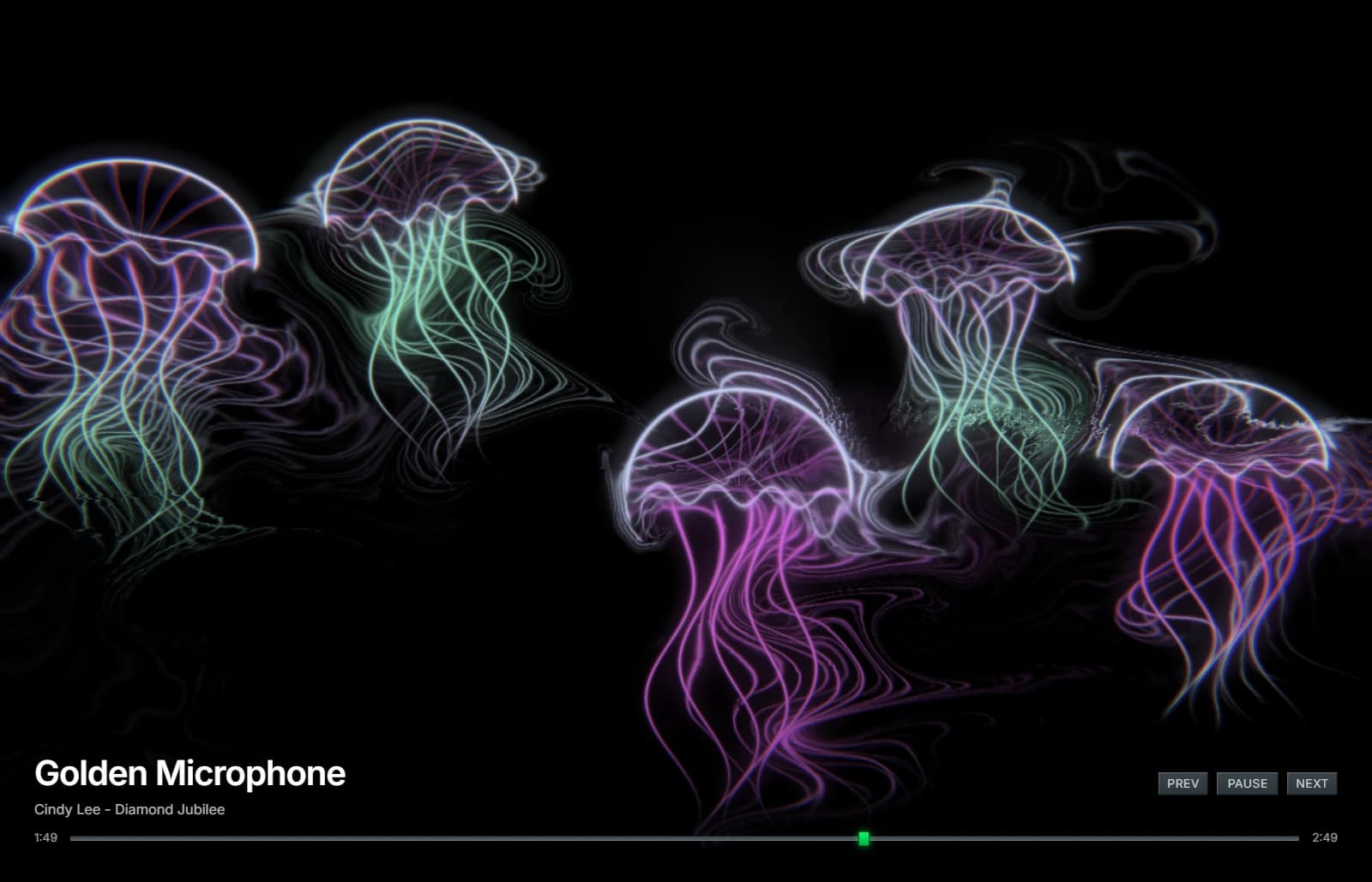 Eviland's Medusa look — translucent jellyfish with trailing arms drifting across black, drawn live from Cindy Lee's Golden Microphone